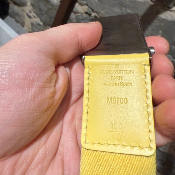 Louis Vuitton Bengal Inventeur Yellow Nylon Logo Belt - Picture 9 of 11